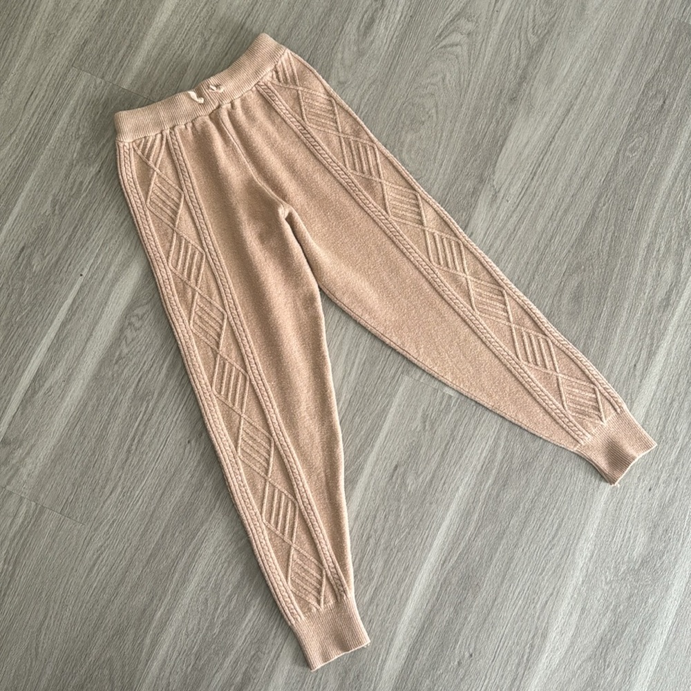 Soft Tan Knit Joggers, S